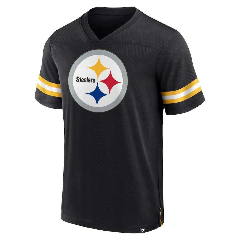 Pittsburgh Steelers Jersey Tackle V-Neck T-Shirt - Black T-shirts