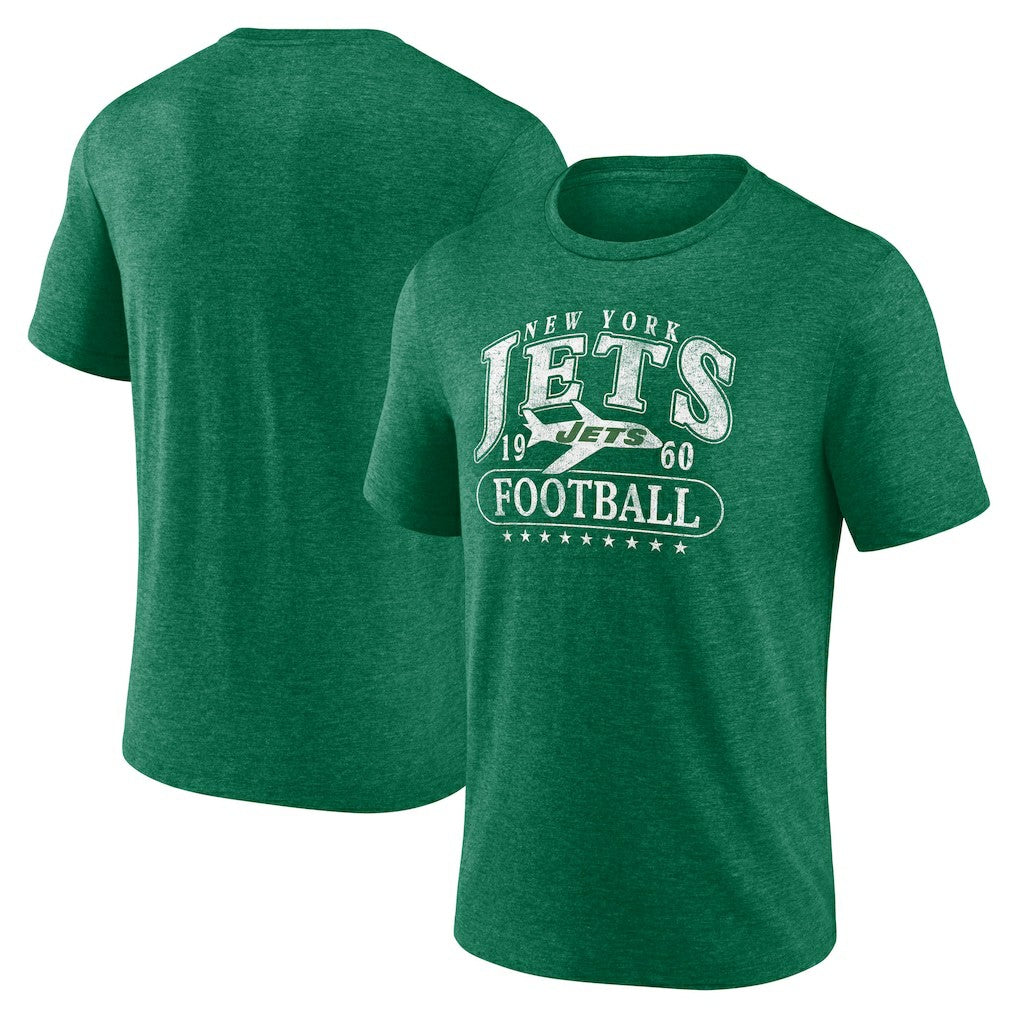 New York Jets Retro Tri-Blend T-Shirt - Heather Green T-shirts
