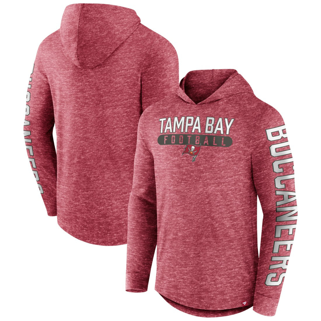 Tampa Bay Buccaneers Pill Stack Long Sleeve Hoodie T-Shirt - Heather Red Hoodies