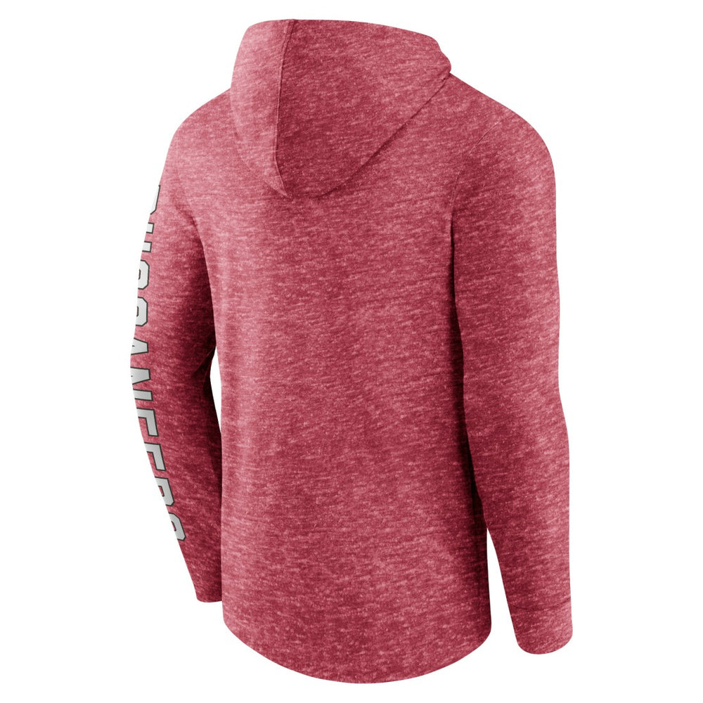 Tampa Bay Buccaneers Pill Stack Long Sleeve Hoodie T-Shirt - Heather Red Hoodies