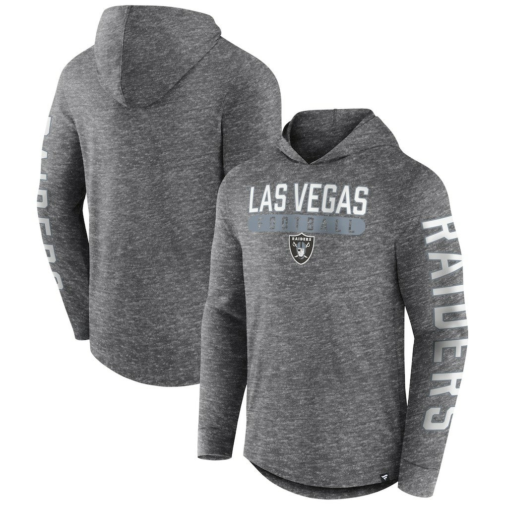 Las Vegas Raiders Pill Stack Long Sleeve Hoodie T-Shirt - Heather Charcoal Hoodies