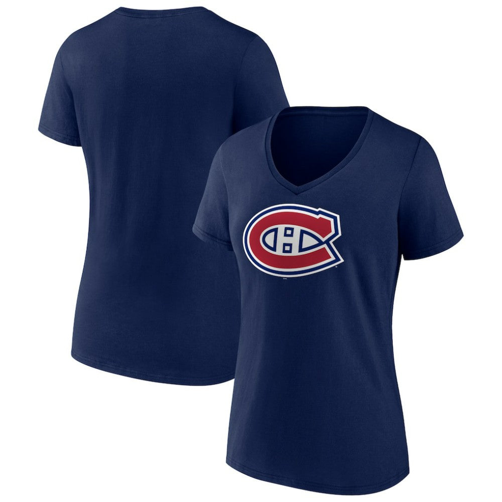 Montreal Canadiens Women's Team Logo V-Neck T-Shirt - Navy | US 5086551