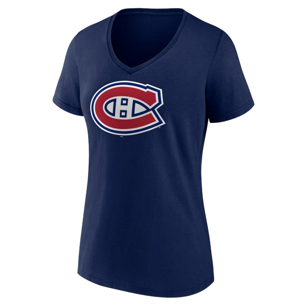 Montreal Canadiens Women's Team Logo V-Neck T-Shirt - Navy | US 5086551