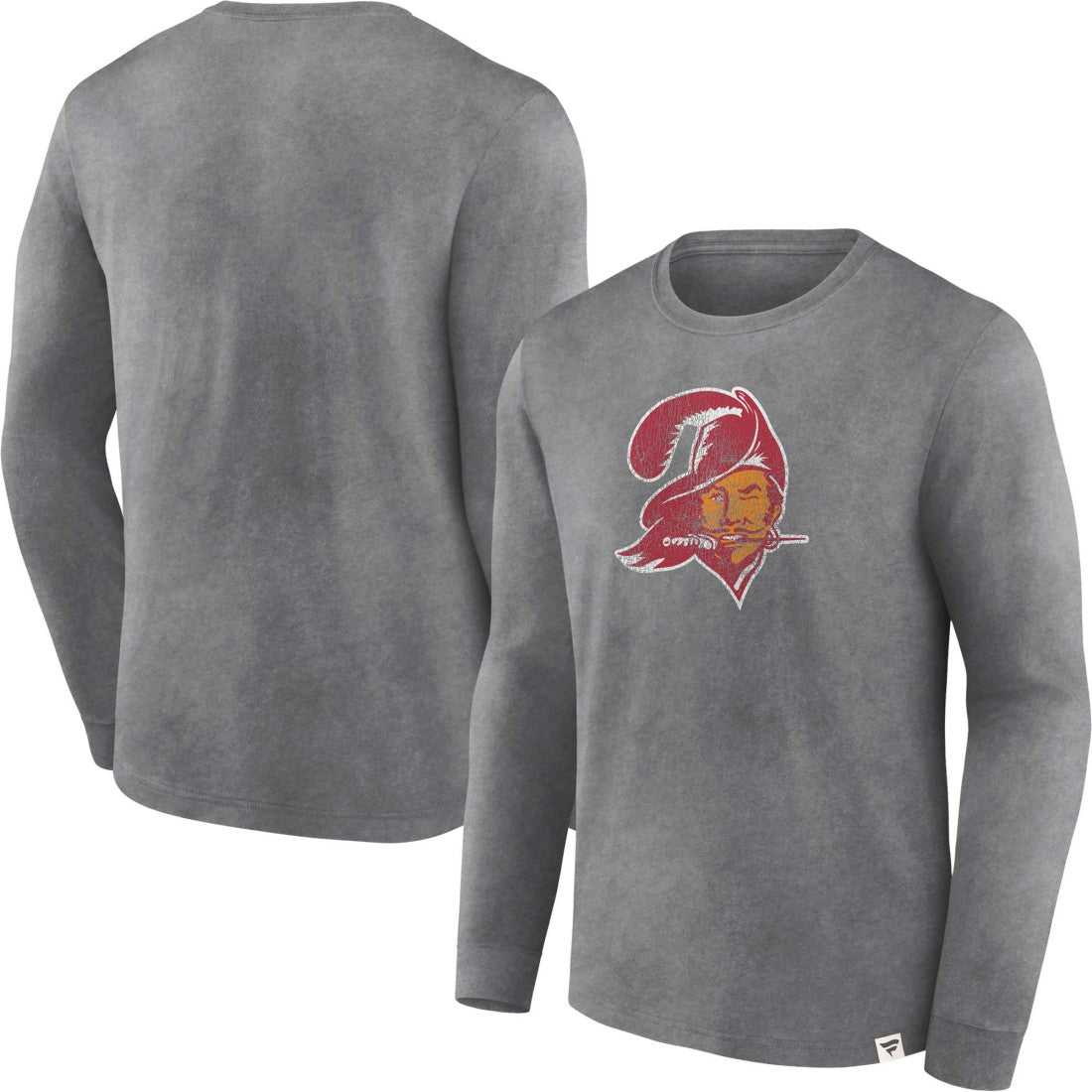 Tampa Bay Buccaneers Washed Primary Long Sleeve T-Shirt - Heather Charcoal T-shirts