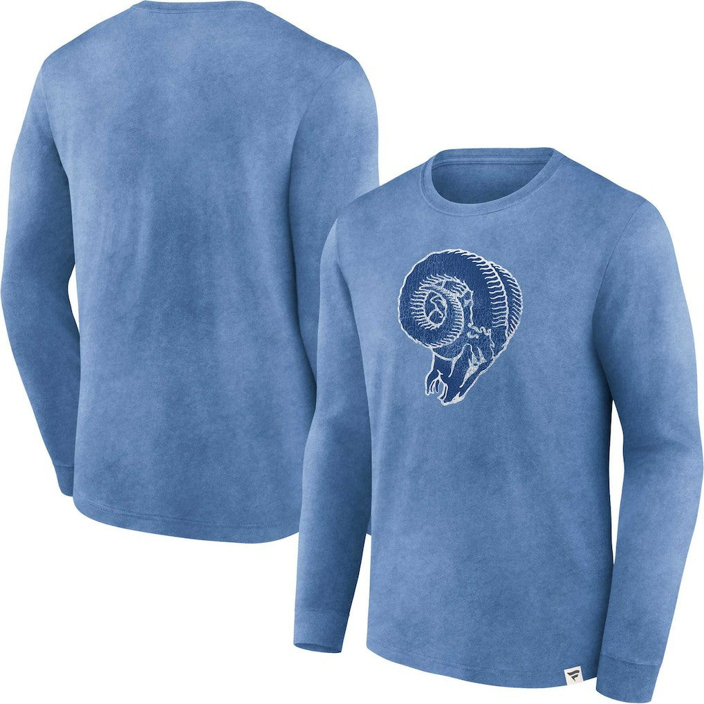 Los Angeles Rams Washed Primary Long Sleeve T-Shirt - Heather Royal T-shirts