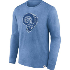 Los Angeles Rams Washed Primary Long Sleeve T-Shirt - Heather Royal T-shirts