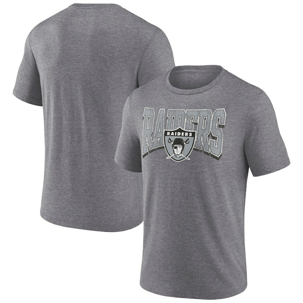 Las Vegas Raiders Warped Block Tri-Blend T-Shirt - Heather Gray T-shirts
