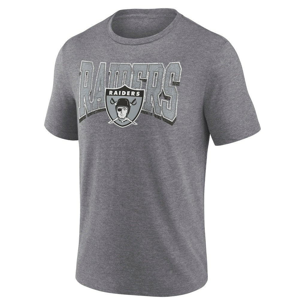 Las Vegas Raiders Warped Block Tri-Blend T-Shirt - Heather Gray T-shirts