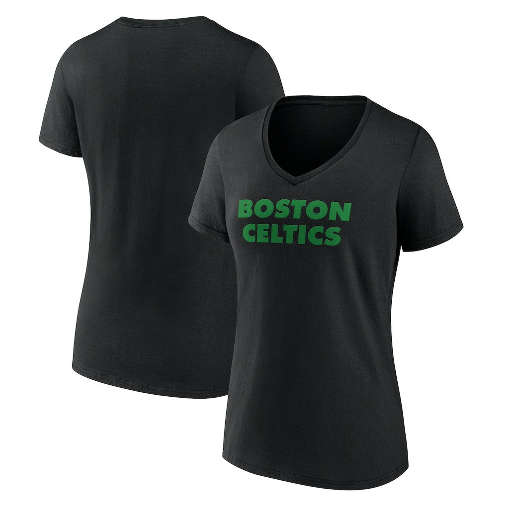 Boston Celtics Women's Wordmark V-Neck T-Shirt Black