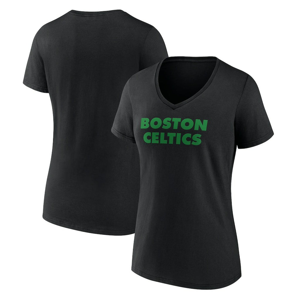 Boston Celtics Women's Wordmark V-Neck T-Shirt Black