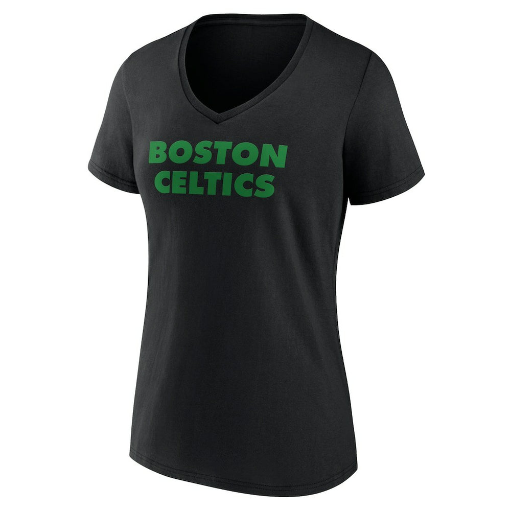 Boston Celtics Women's Wordmark V-Neck T-Shirt Black
