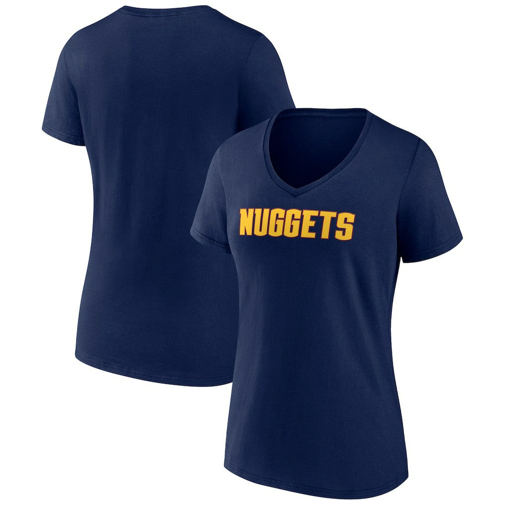Denver Nuggets Women's Wordmark V-Neck T-Shirt Navy