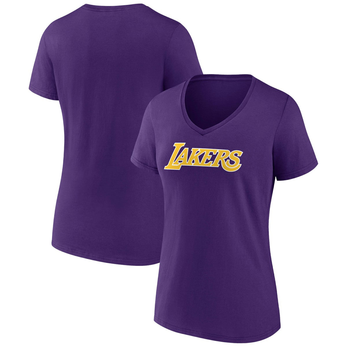 Los Angeles Lakers Women's Wordmark V-Neck T-Shirt Purple outlet