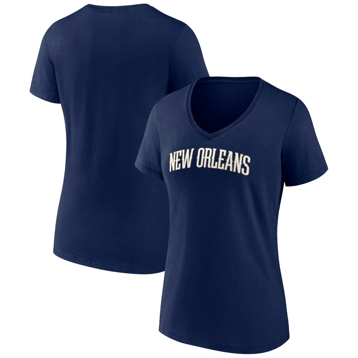 New Orleans Pelicans Women's Wordmark V-Neck T-Shirt Navy