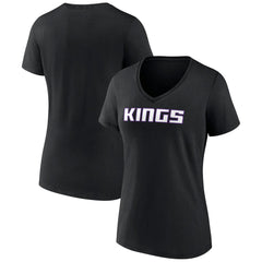 Sacramento Kings Women's Wordmark V-Neck T-Shirt Black