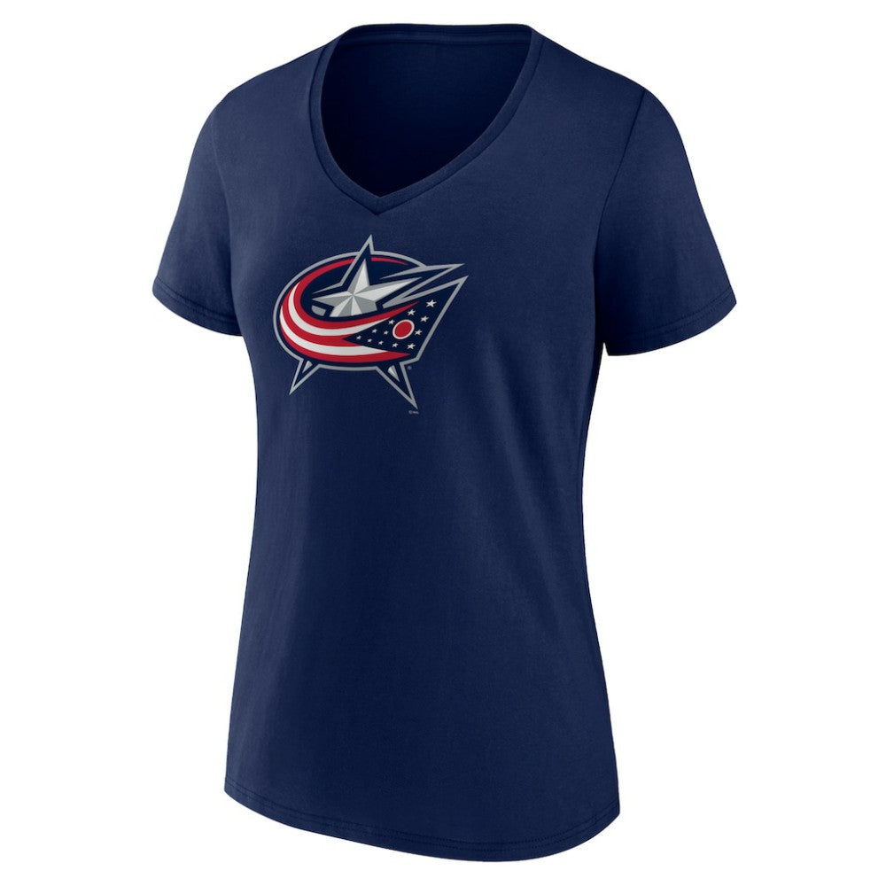 Columbus Blue Jackets Women's Team Logo V-Neck T-Shirt - Navy | US 5088100