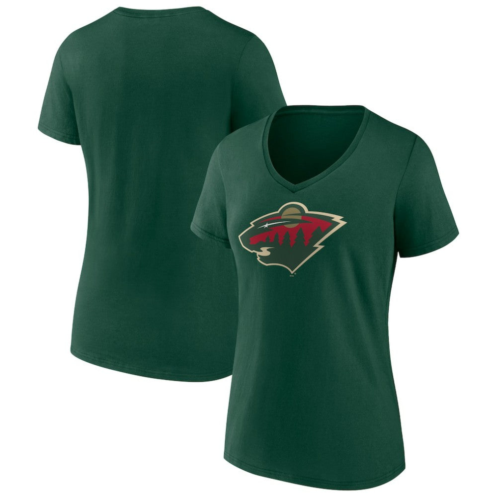 Minnesota Wild Women's Team Logo V-Neck T-Shirt - Green | US 5088105