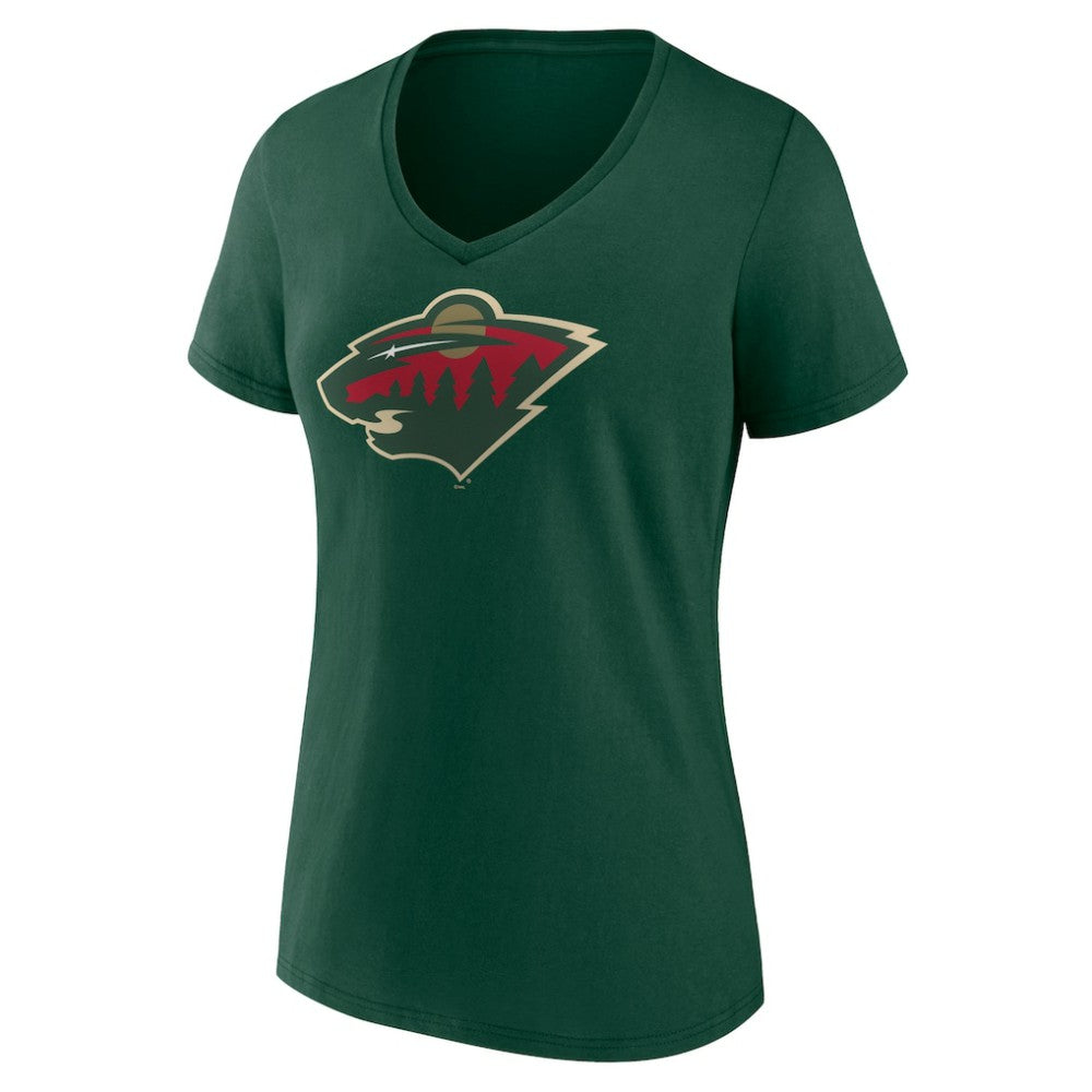 Minnesota Wild Women's Team Logo V-Neck T-Shirt - Green | US 5088105