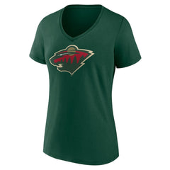 Minnesota Wild Women's Team Logo V-Neck T-Shirt - Green | US 5088105