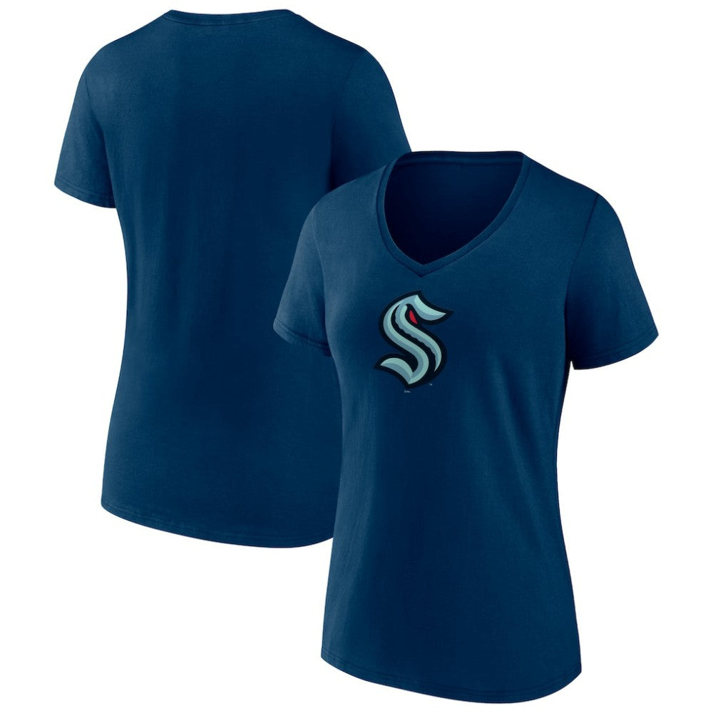 Seattle Kraken Women's Team Logo V-Neck T-Shirt - Navy | US 5088112