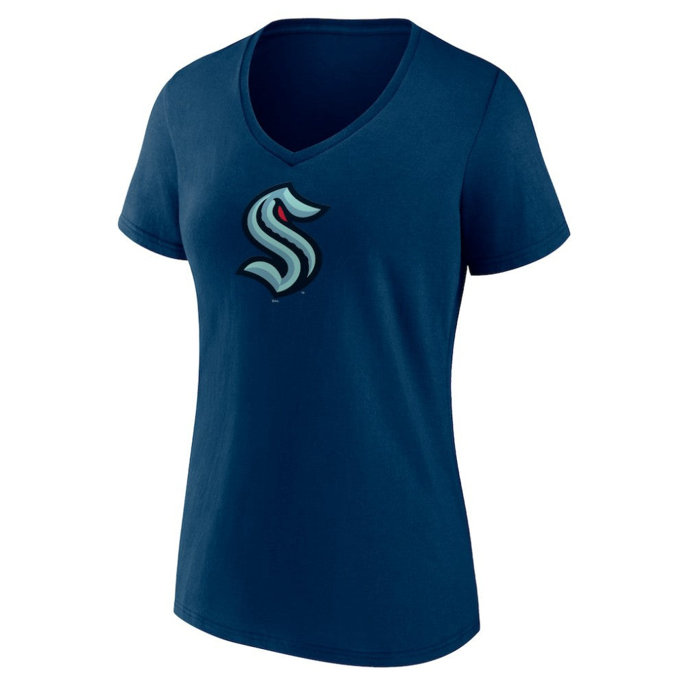 Seattle Kraken Women's Team Logo V-Neck T-Shirt - Navy | US 5088112