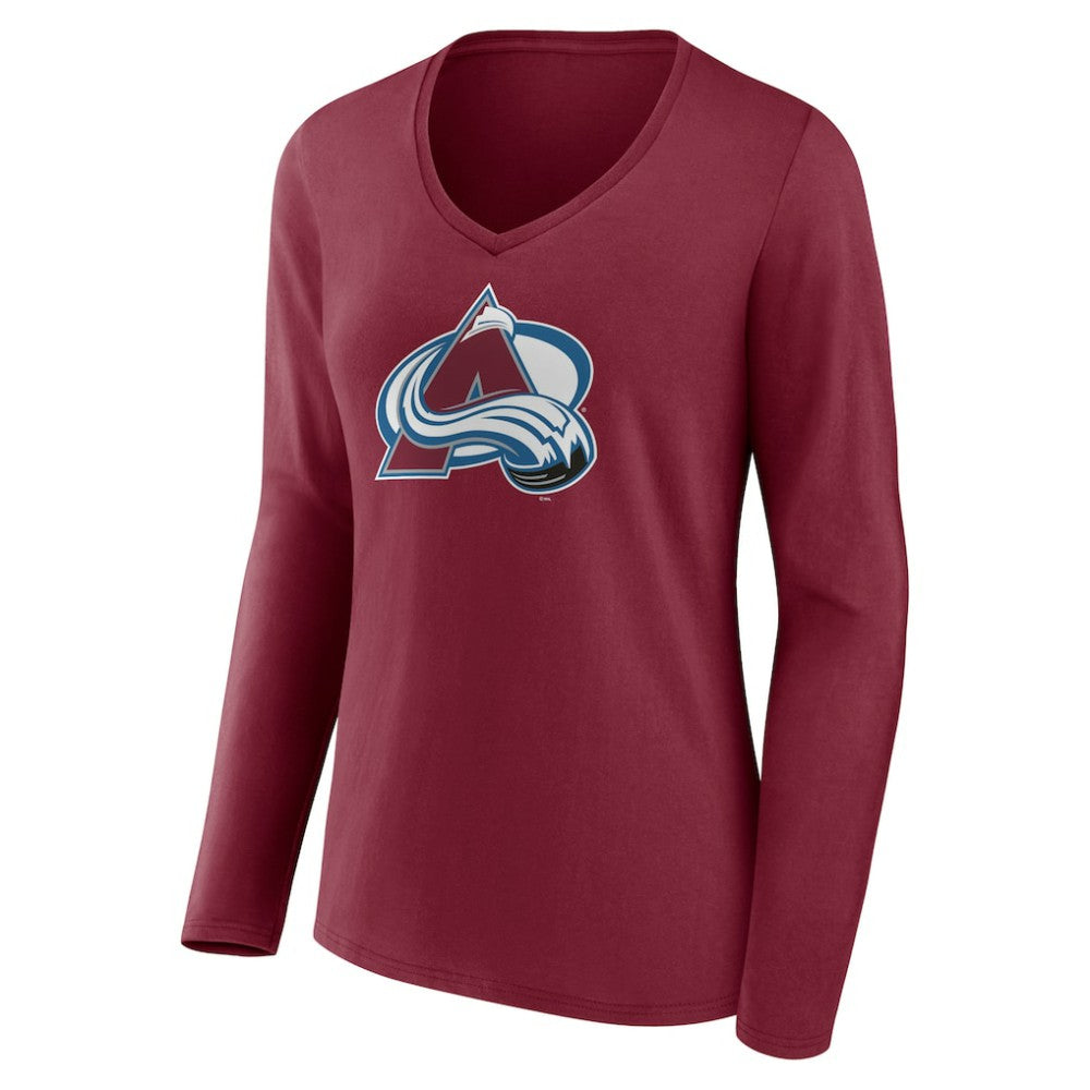 Colorado Avalanche Women's Team Logo Long Sleeve V-Neck T-Shirt - Burgundy | US 5088122