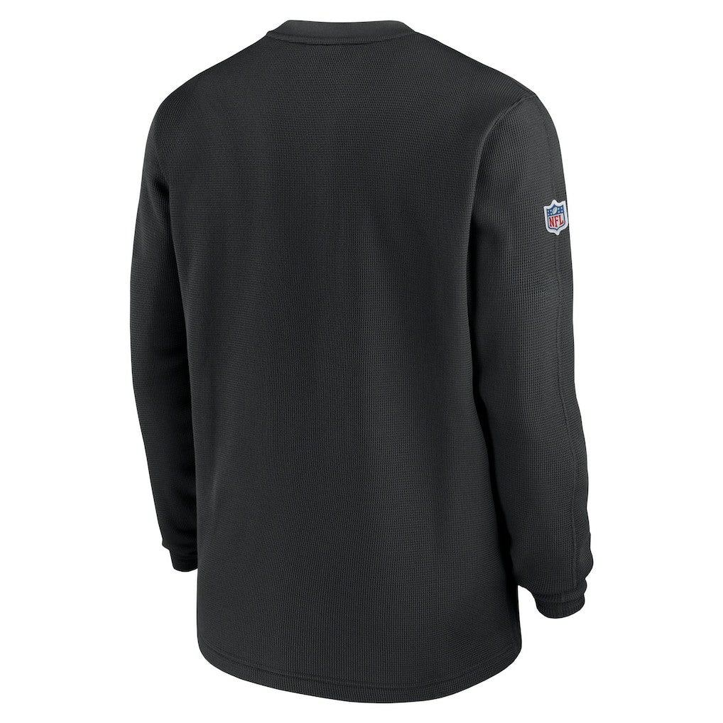 New Orleans Saints 2023 Sideline Throwback Heavy Brushed Waffle Long Sleeve Top - Black Tops