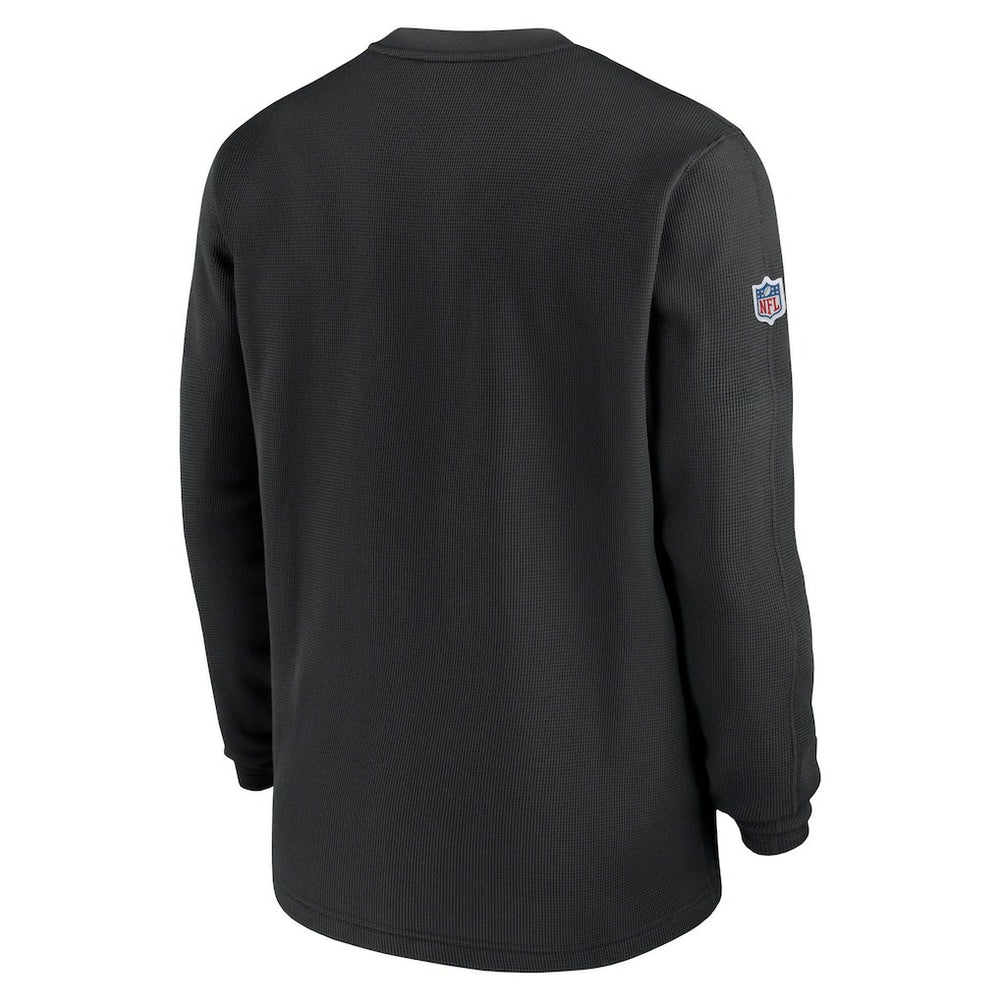 New Orleans Saints 2023 Sideline Throwback Heavy Brushed Waffle Long Sleeve Top - Black Tops