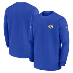 Los Angeles Rams 2023 Sideline Throwback Heavy Brushed Waffle Long Sleeve Top - Royal Tops