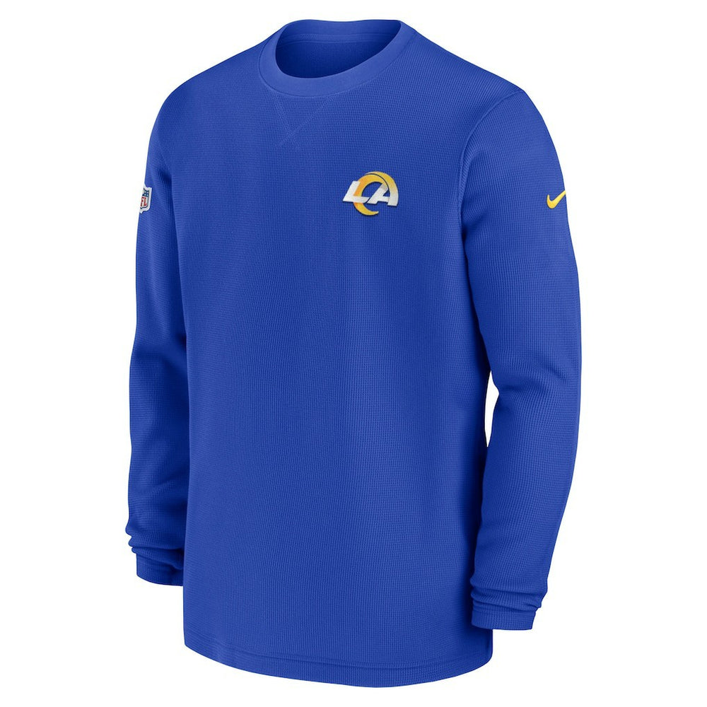 Los Angeles Rams 2023 Sideline Throwback Heavy Brushed Waffle Long Sleeve Top - Royal Tops