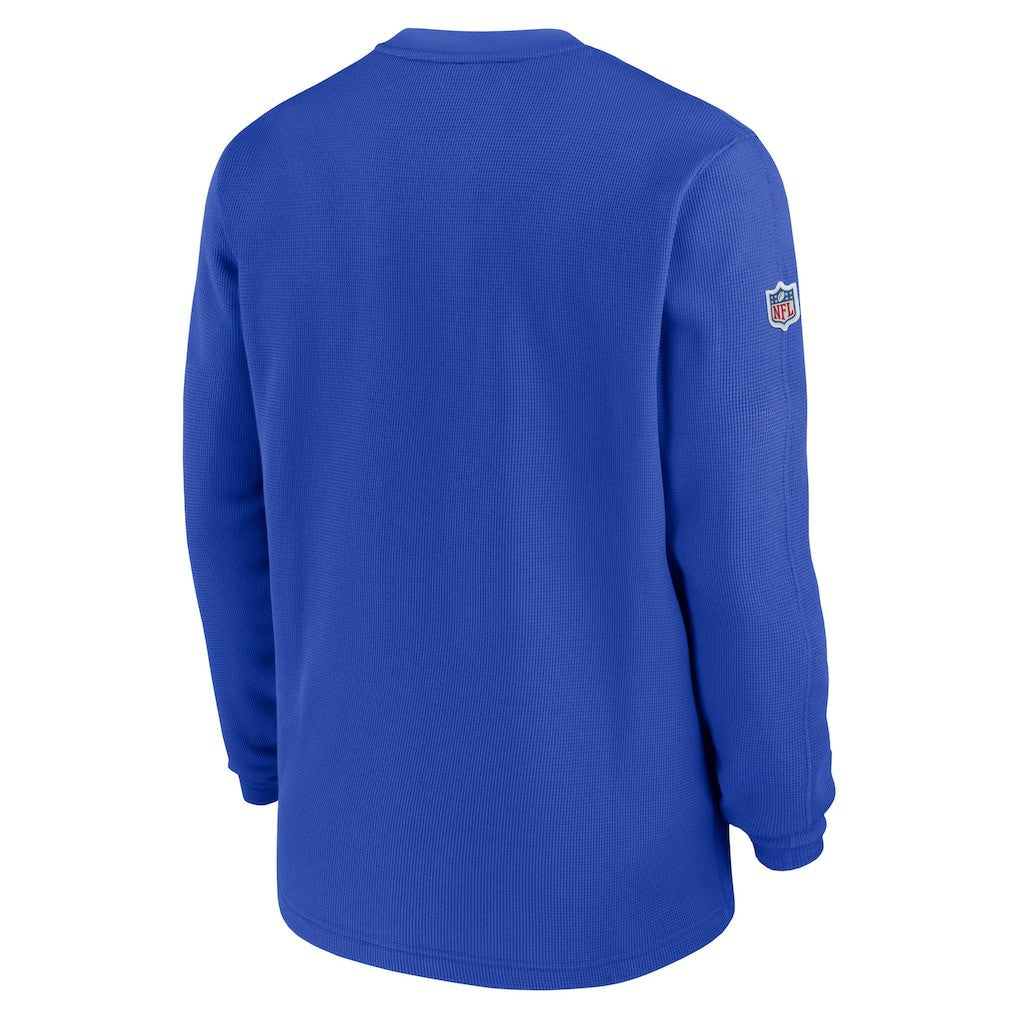 Los Angeles Rams 2023 Sideline Throwback Heavy Brushed Waffle Long Sleeve Top - Royal Tops