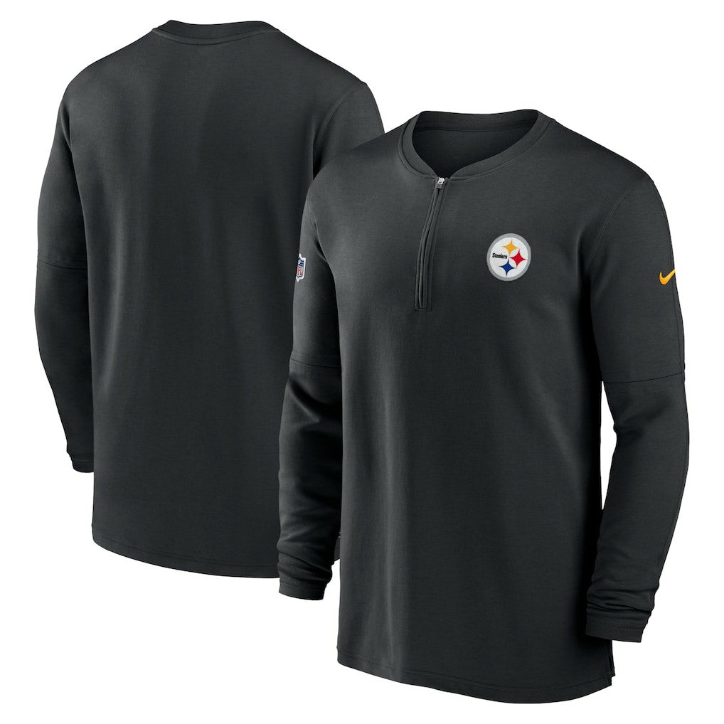Pittsburgh Steelers 2023 Sideline Performance Long Sleeve Tri-Blend Quarter-Zip Top - Black Tops