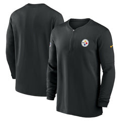 Pittsburgh Steelers 2023 Sideline Performance Long Sleeve Tri-Blend Quarter-Zip Top - Black Tops
