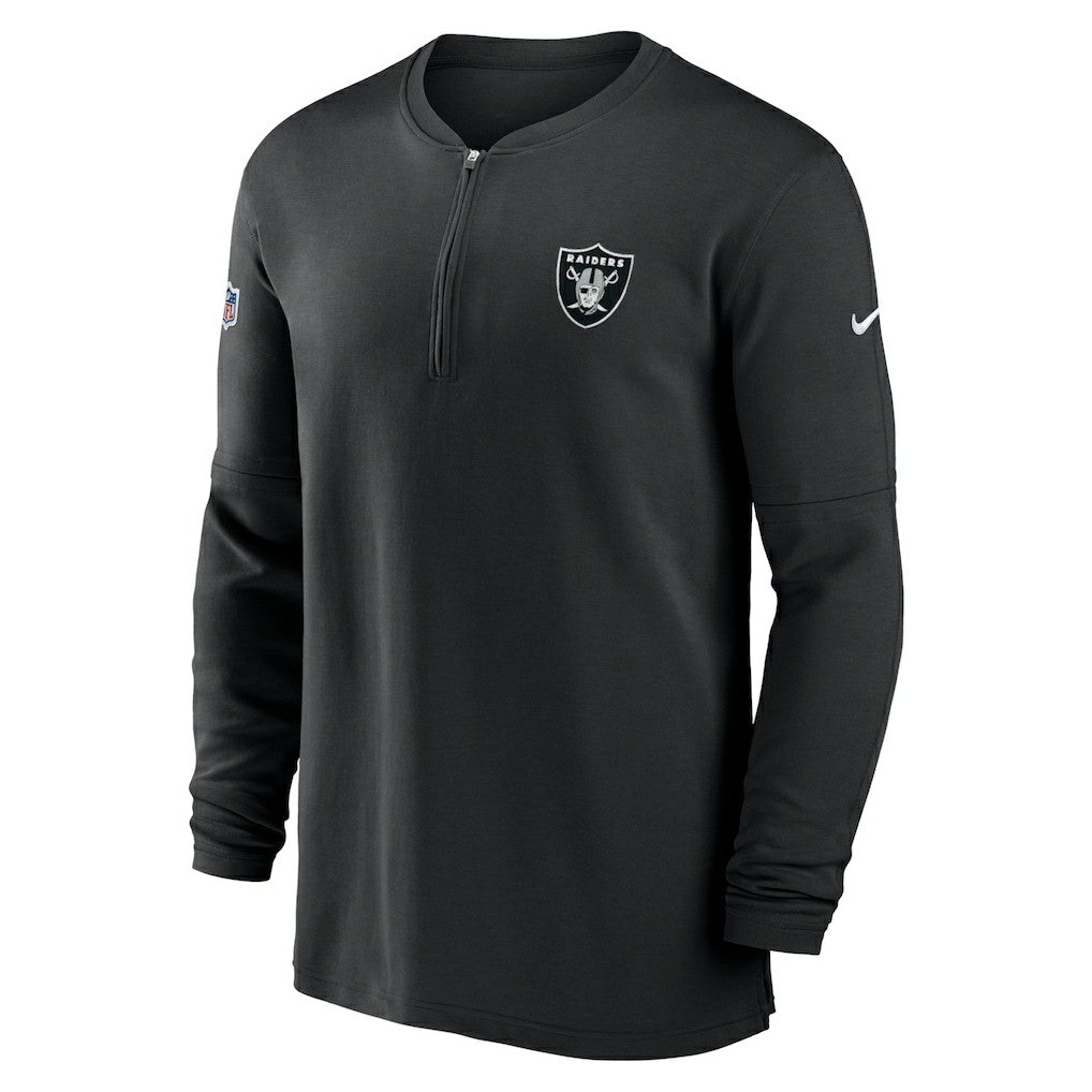 Las Vegas Raiders 2023 Sideline Performance Long Sleeve Tri-Blend Quarter-Zip Top - Black Tops