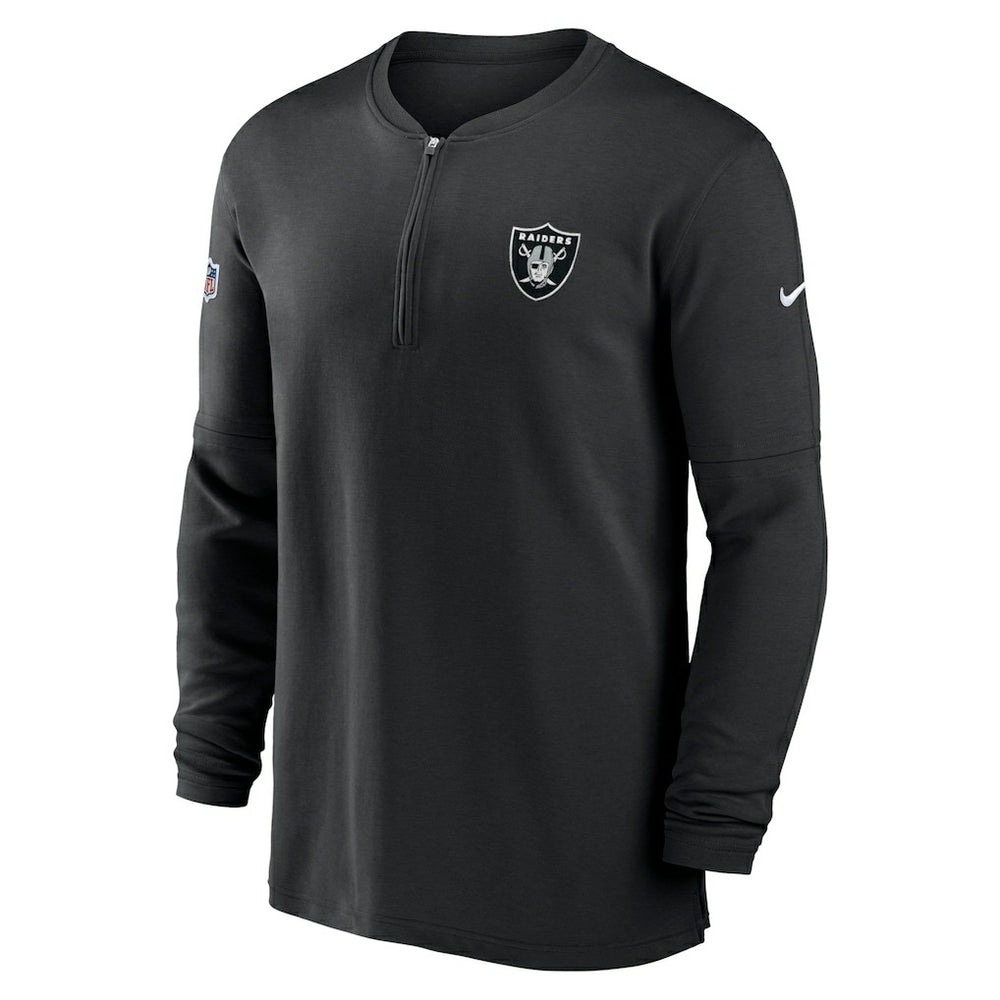 Las Vegas Raiders 2023 Sideline Performance Long Sleeve Tri-Blend Quarter-Zip Top - Black Tops