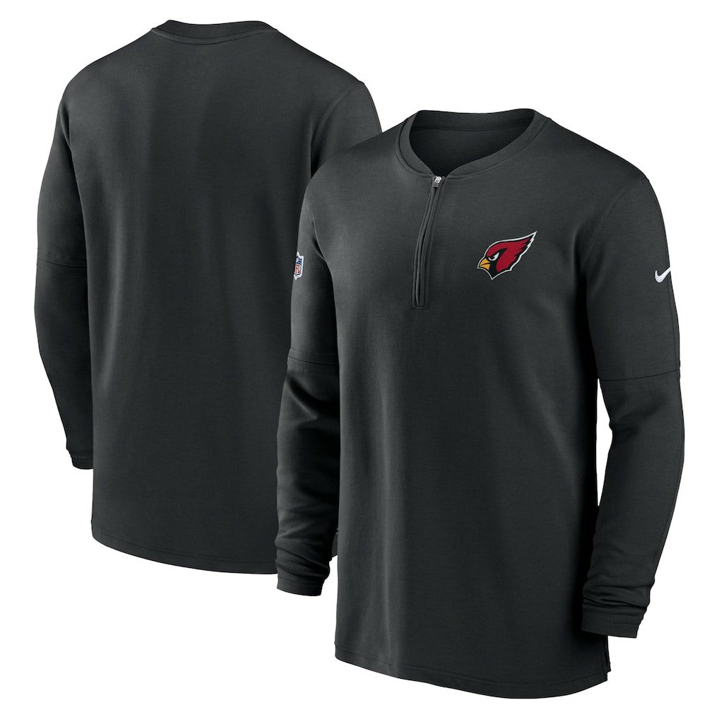 Arizona Cardinals 2023 Sideline Performance Long Sleeve Tri-Blend Quarter-Zip Top - Black Tops