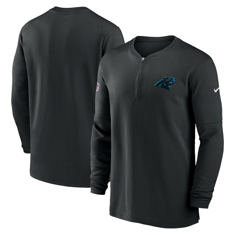 Carolina Panthers 2023 Sideline Performance Long Sleeve Tri-Blend Quarter-Zip Top - Black Tops