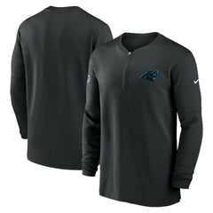 Carolina Panthers 2023 Sideline Performance Long Sleeve Tri-Blend Quarter-Zip Top - Black Tops