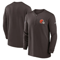 Cleveland Browns 2023 Sideline Performance Long Sleeve Tri-Blend Quarter-Zip Top - Brown Tops