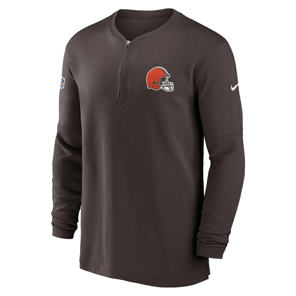 Cleveland Browns 2023 Sideline Performance Long Sleeve Tri-Blend Quarter-Zip Top - Brown Tops