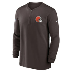 Cleveland Browns 2023 Sideline Performance Long Sleeve Tri-Blend Quarter-Zip Top - Brown Tops
