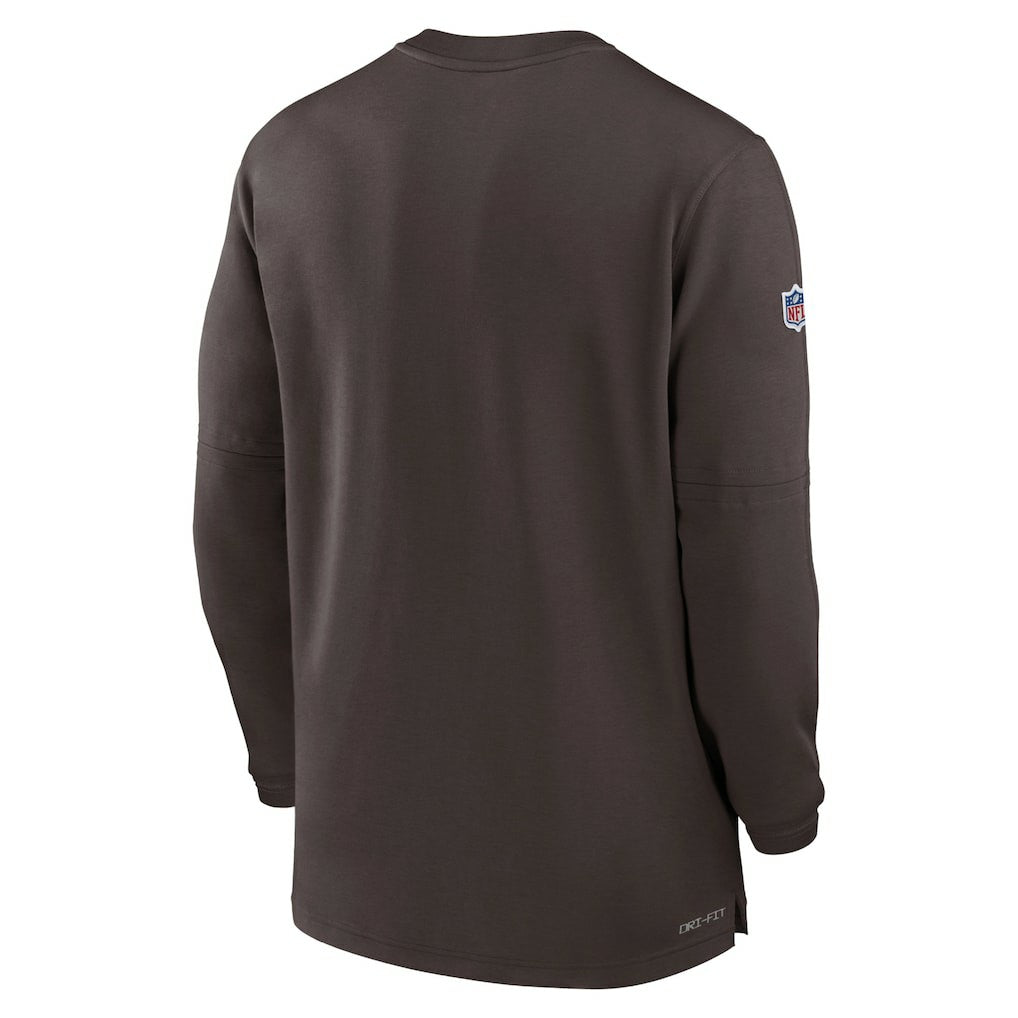 Cleveland Browns 2023 Sideline Performance Long Sleeve Tri-Blend Quarter-Zip Top - Brown Tops