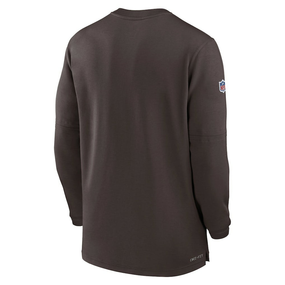 Cleveland Browns 2023 Sideline Performance Long Sleeve Tri-Blend Quarter-Zip Top - Brown Tops