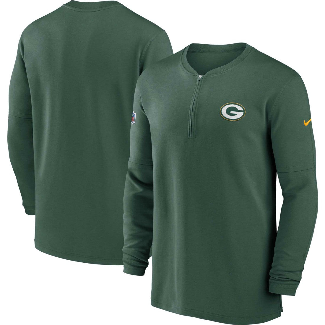 Green Bay Packers 2023 Sideline Performance Long Sleeve Tri-Blend Quarter-Zip Top - Green Tops