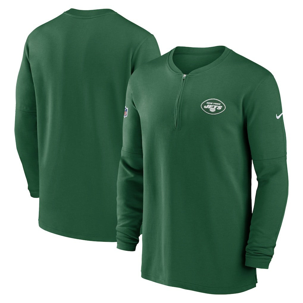 New York Jets 2023 Sideline Performance Long Sleeve Tri-Blend Quarter-Zip Top - Green Tops