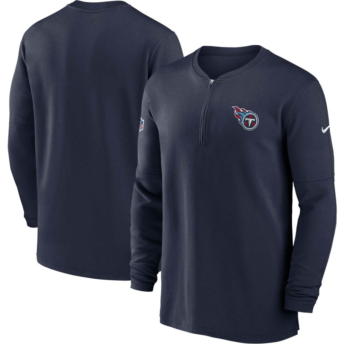 Tennessee Titans 2023 Sideline Performance Long Sleeve Tri-Blend Quarter-Zip Top - Navy Tops