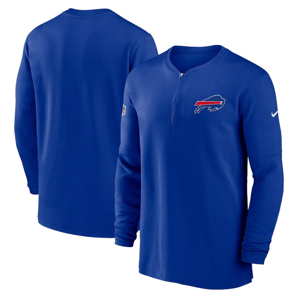 Buffalo Bills 2023 Sideline Performance Long Sleeve Tri-Blend Quarter-Zip Top - Royal Tops