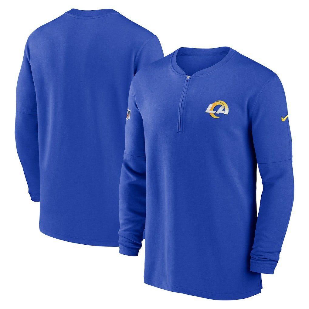 Los Angeles Rams 2023 Sideline Performance Long Sleeve Tri-Blend Quarter-Zip Top - Royal Tops