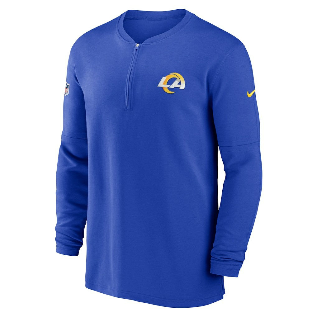 Los Angeles Rams 2023 Sideline Performance Long Sleeve Tri-Blend Quarter-Zip Top - Royal Tops