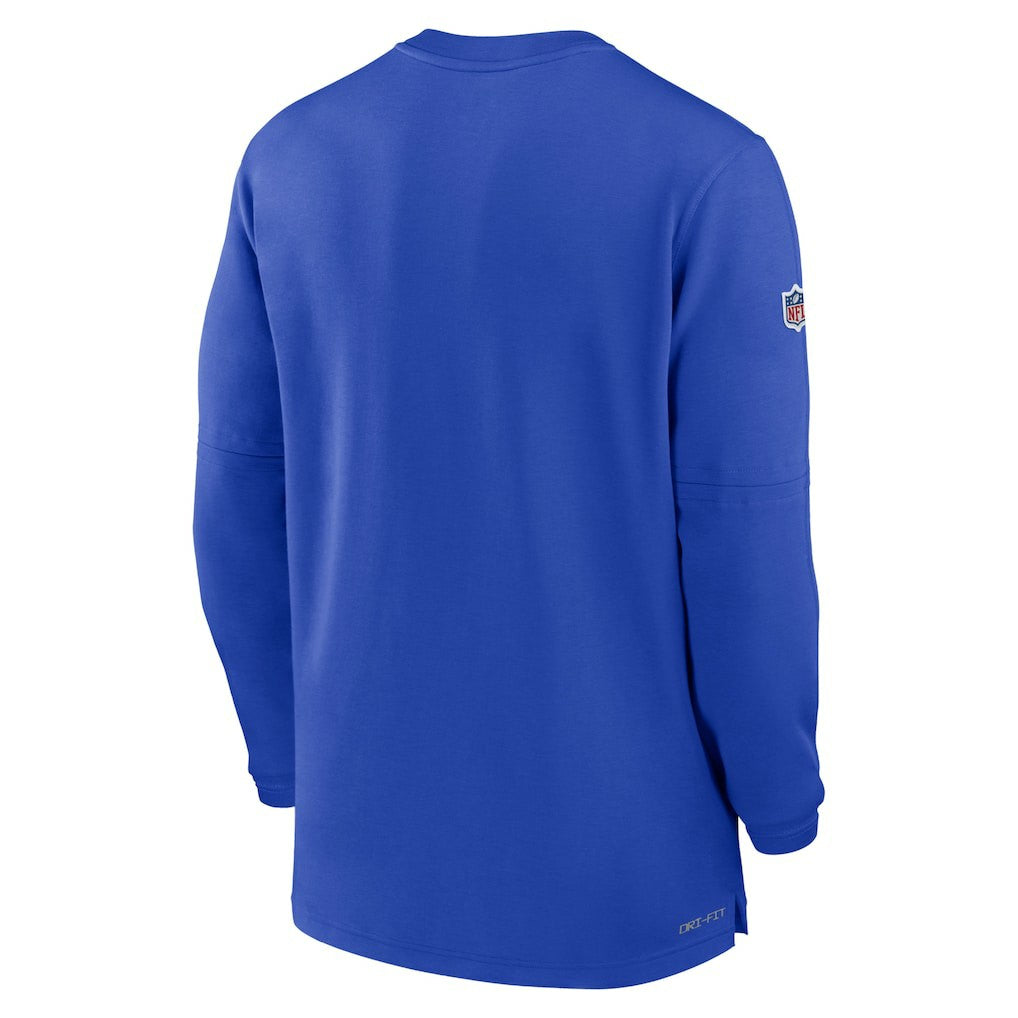 Los Angeles Rams 2023 Sideline Performance Long Sleeve Tri-Blend Quarter-Zip Top - Royal Tops